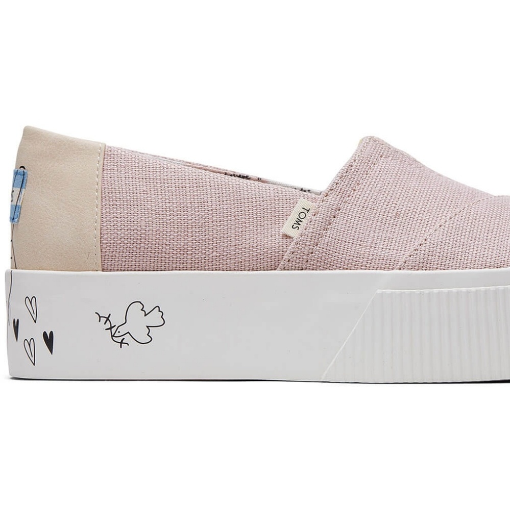 TOMS Ballet Pink Platform Boardwalk Classics